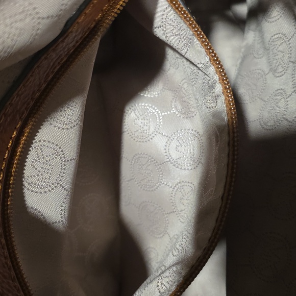 💥💥💥Michael Kors Brown MK Logo Chestnut Leather Accent Shoulder Bag Crossbody - Picture 13 of 16